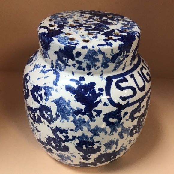 VTG Blue & White Glazed Pottery Sugar Shaker Made in Italy - Picture 4 of 6